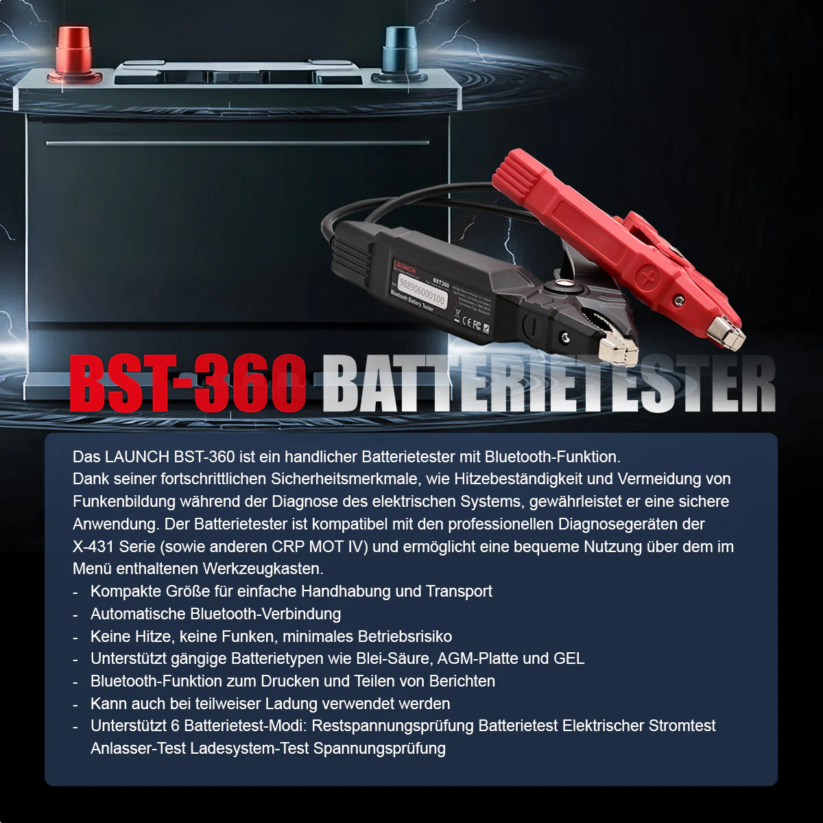 BST-360 Bluetooth Batterietester - Rückläufer - Image 3