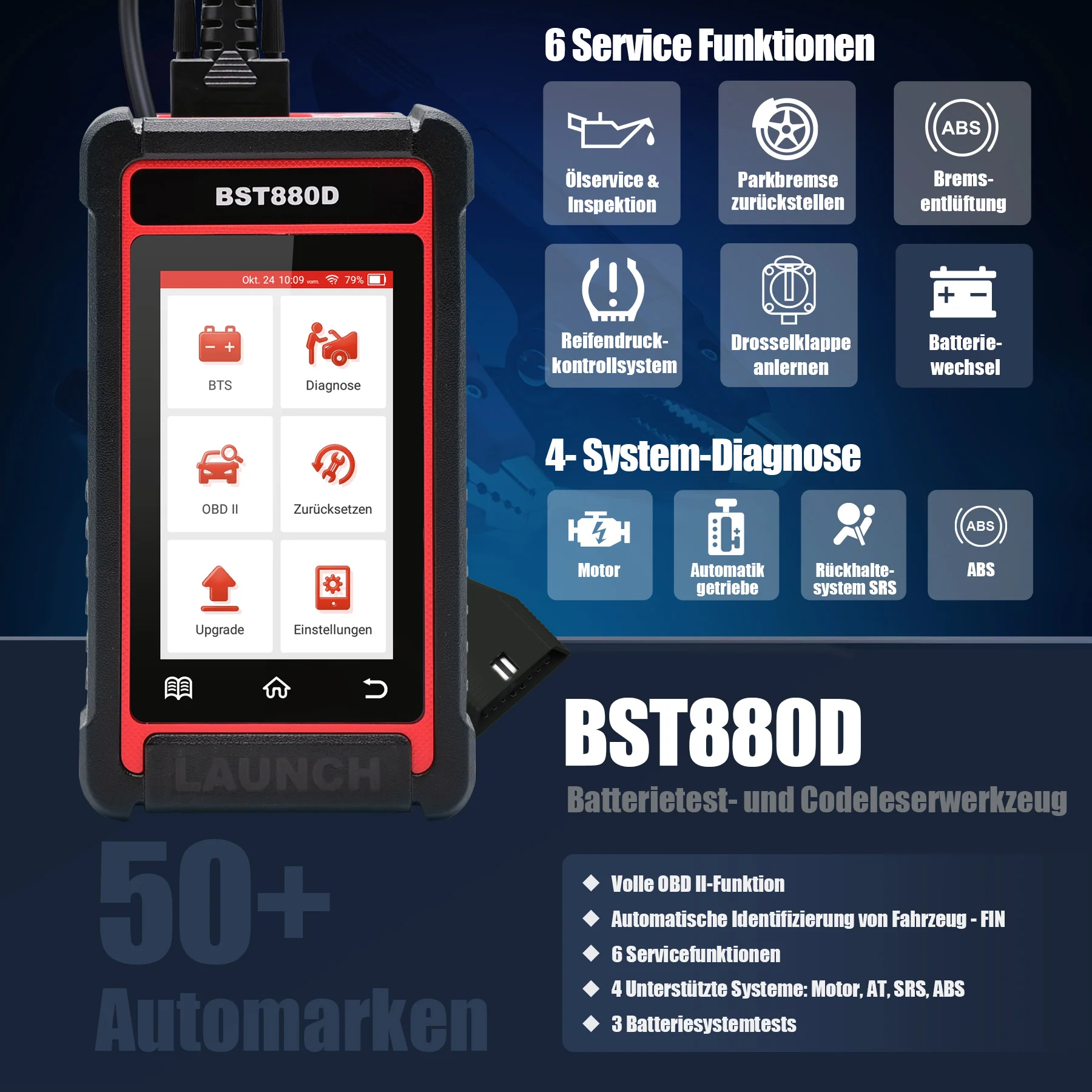 BST-880D OBDII/ Batterie Diagnosegerät - Image 4